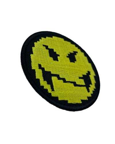 Application Smile Self-adhesive Thermoadhesive Embroidery Patch Smile Smile Yellow Round 5.5 cm