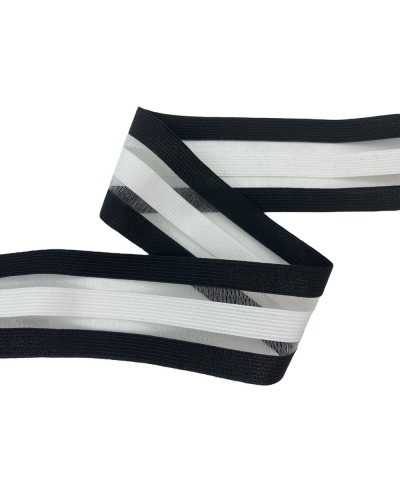 Trasing Trimmance Cinta Elástica Transparente Fila Negro Blanco Alto 5 cm