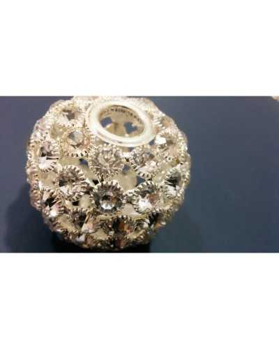 Ball Strass Applikation Silber Schals 5x4 cm
